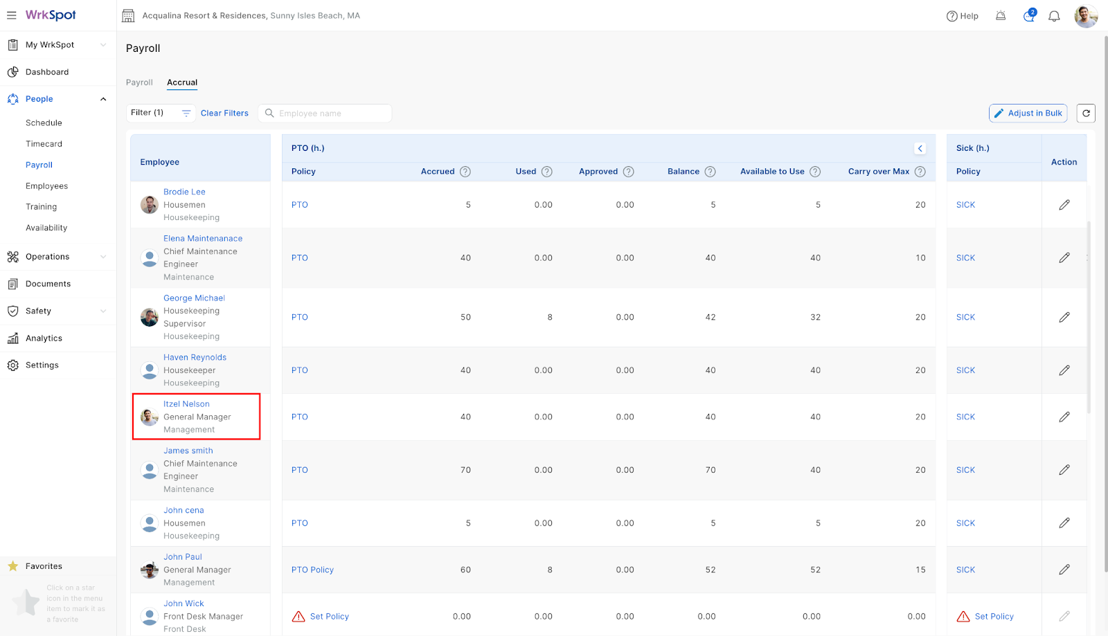 How to review the detailed history of Accrual by PTO and Sick Leave